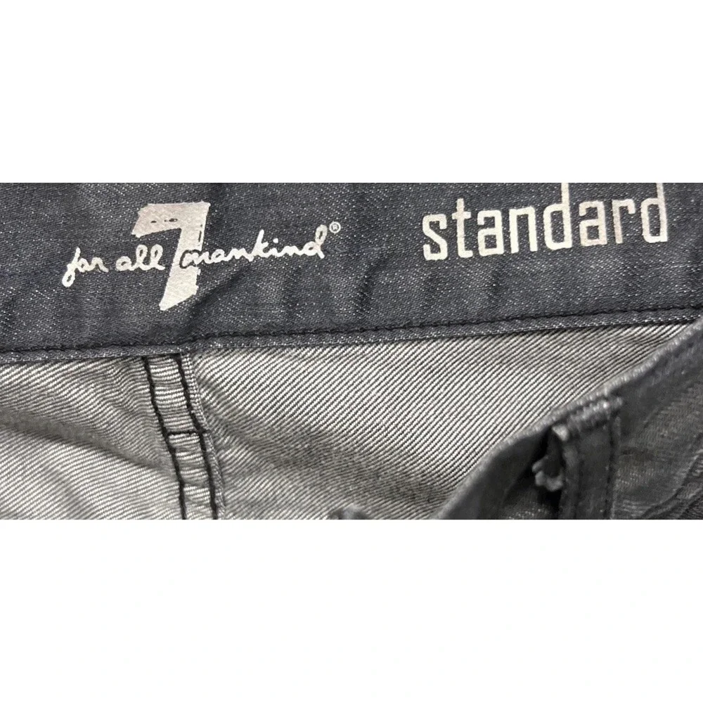 7 For All Mankind Standard Straight Leg Jeans Mens Black Denim Button Fly 34x33
